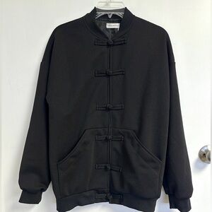 Chinese Style Frog Button Jacket Black Textured NWT| Streetwear | Size M/L